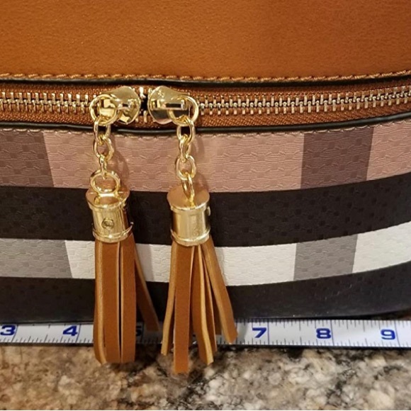 COPY - NWT Lightweight Medium Dome Crossbody Shoulder Bag with Tassel | Plaid P… - Picture 9 of 11